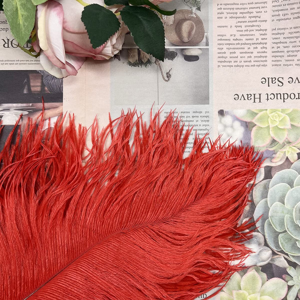 10pcs Large Ostrich Feathers 16-18 inch 40-45 cm Fluffy Feather for Crafts Home Party Decoration Wedding Centerpieces Clothes Vase Decor (White)