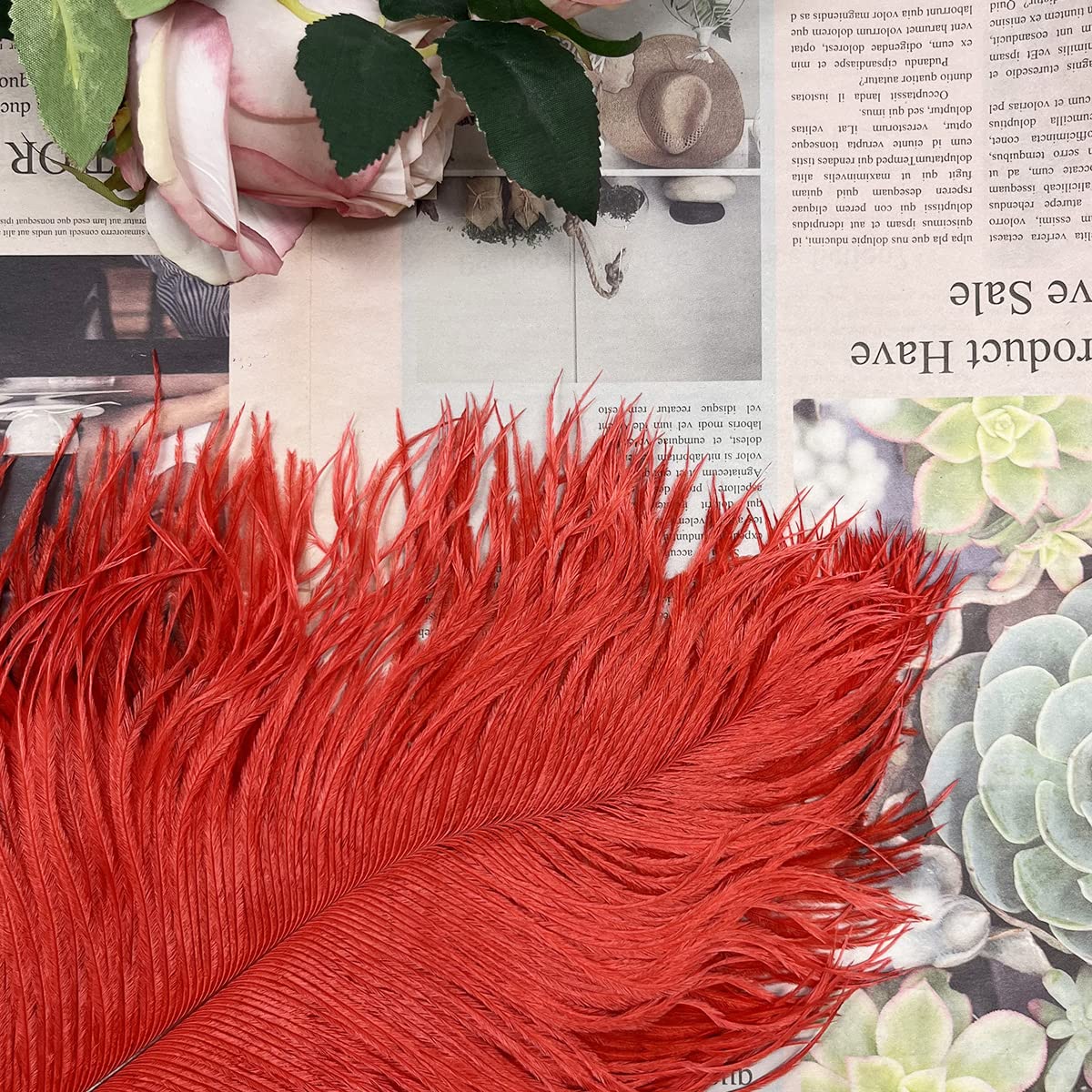 10pcs Large Ostrich Feathers 16-18 inch 40-45 cm Fluffy Feather for Crafts Home Party Decoration Wedding Centerpieces Clothes Vase Decor (White)