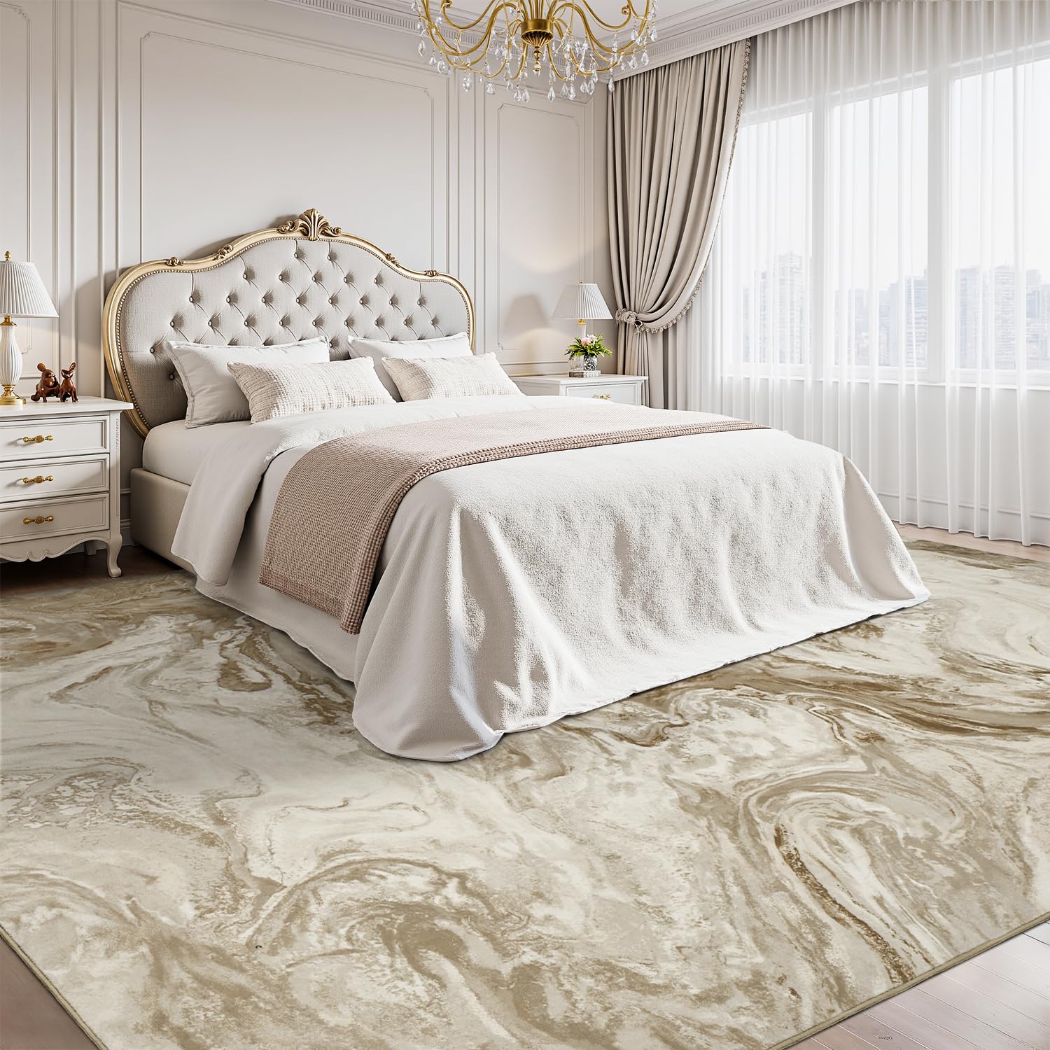 5x7 Area Rugs for Living Room, Modern Abstract Rug for Bedroom, Contemporary Machine Washable Rug, Large Stain Resistant Carpet for Dining Room Playroom Home Office, Pet & Kids Friendly