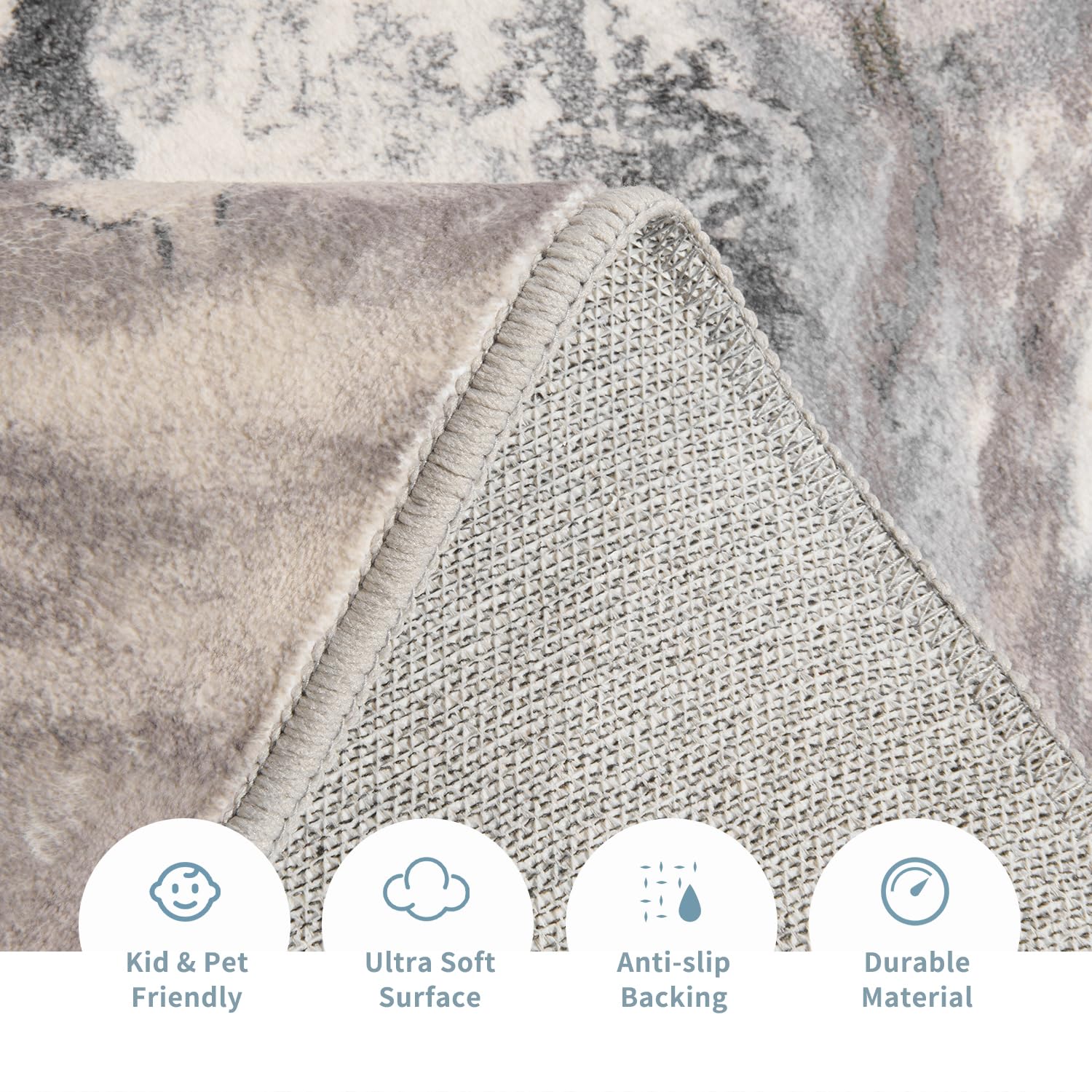 5x7 Area Rugs for Living Room, Modern Abstract Rug for Bedroom, Contemporary Machine Washable Rug, Large Stain Resistant Carpet for Dining Room Playroom Home Office, Pet & Kids Friendly