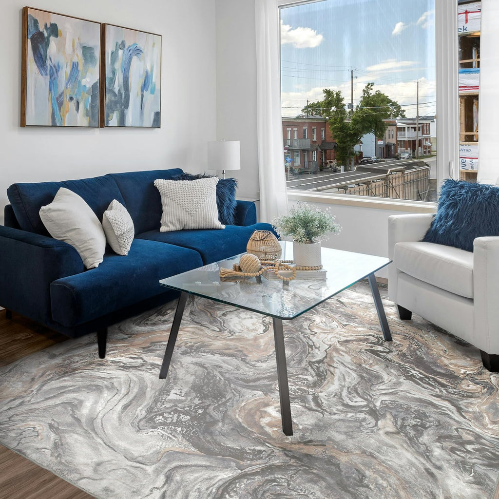 5x7 Area Rugs for Living Room, Modern Abstract Rug for Bedroom, Contemporary Machine Washable Rug, Large Stain Resistant Carpet for Dining Room Playroom Home Office, Pet & Kids Friendly