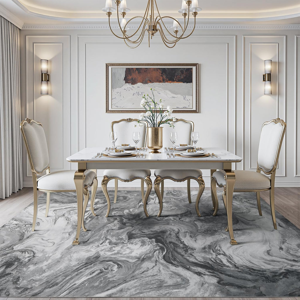 5x7 Area Rugs for Living Room, Modern Abstract Rug for Bedroom, Contemporary Machine Washable Rug, Large Stain Resistant Carpet for Dining Room Playroom Home Office, Pet & Kids Friendly