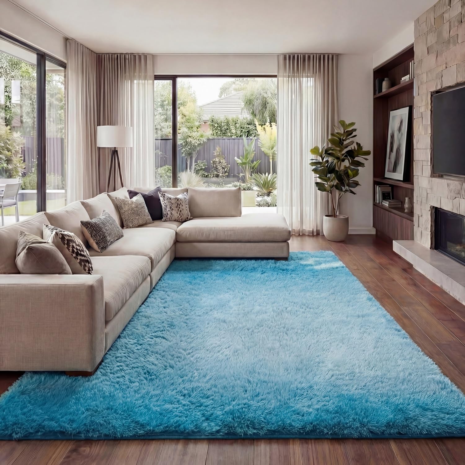 Area Rug Super Soft Indoor Modern Shag Luffy Living Room Carpets for Children Bedroom Living Room Home Decor Nursery Rug (2X3 Feet, Tie-Dye Dark Grey)