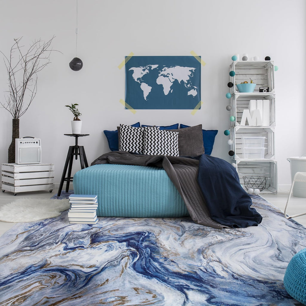 5x7 Area Rugs for Living Room, Modern Abstract Rug for Bedroom, Contemporary Machine Washable Rug, Large Stain Resistant Carpet for Dining Room Playroom Home Office, Pet & Kids Friendly