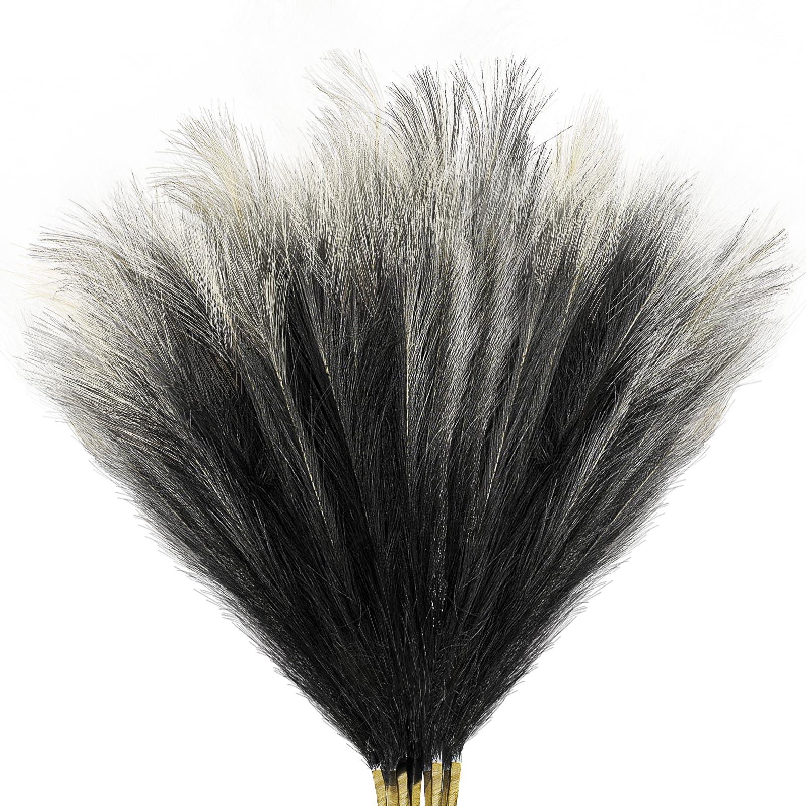 8Pcs 3FT Grey Colorful Faux Pampas Grass for Boho Decor, KALYLOC Non-Shedding Fluffy Artificial Bulrush, Tall Reed Fluffy Stems Vase Filler Living Room Wedding Decoration