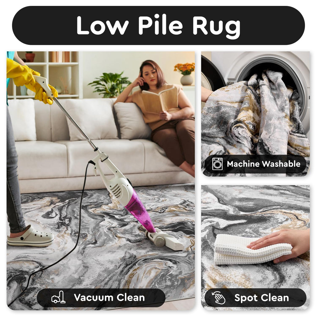 5x7 Area Rugs for Living Room, Modern Abstract Rug for Bedroom, Contemporary Machine Washable Rug, Large Stain Resistant Carpet for Dining Room Playroom Home Office, Pet & Kids Friendly