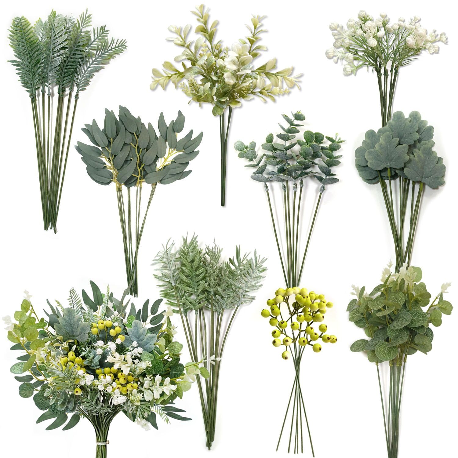 78Pcs Faux Flowers, Artificial Greenery Stems, Greenery for Centerpieces for DIY Bridal Bouquets Wedding Floral Arrangement Table Centerpieces