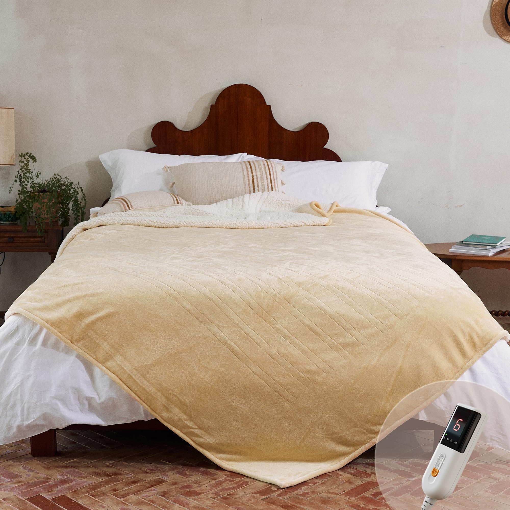 Gotcozy Heated Blanket Electric Throw 50''X60''- Soft Silky Plush Electric Blanket with 4 Heating Level & 3 Hour Auto Off Heating Blanket, ETL Certified Machine Washable (Rose Dust)