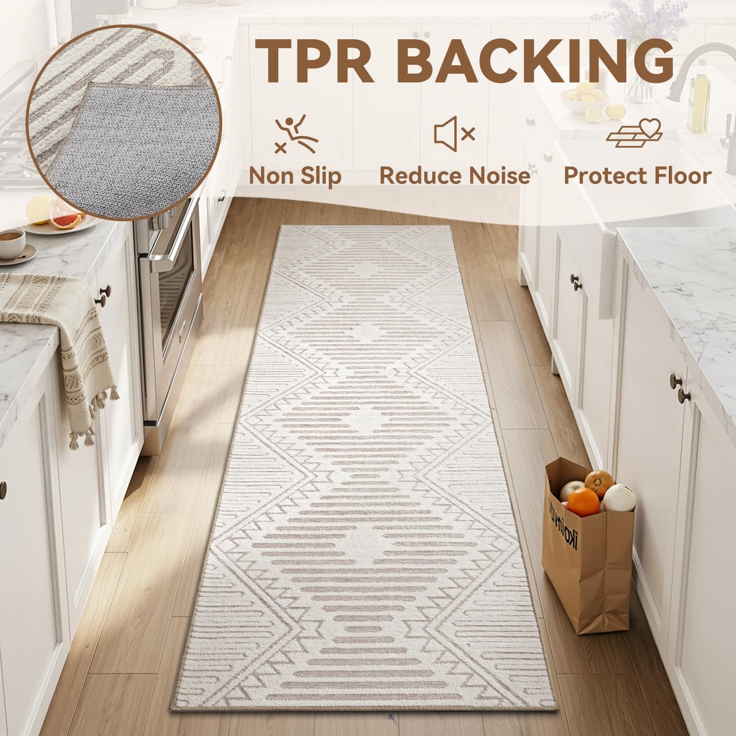 Area Rug for Living Room Rug 5x7 High Low Textured Jacquard Tufted Boho Geometric Washable Bedroom Rug Carpet for Dining Room Nursery Non Slip Beige