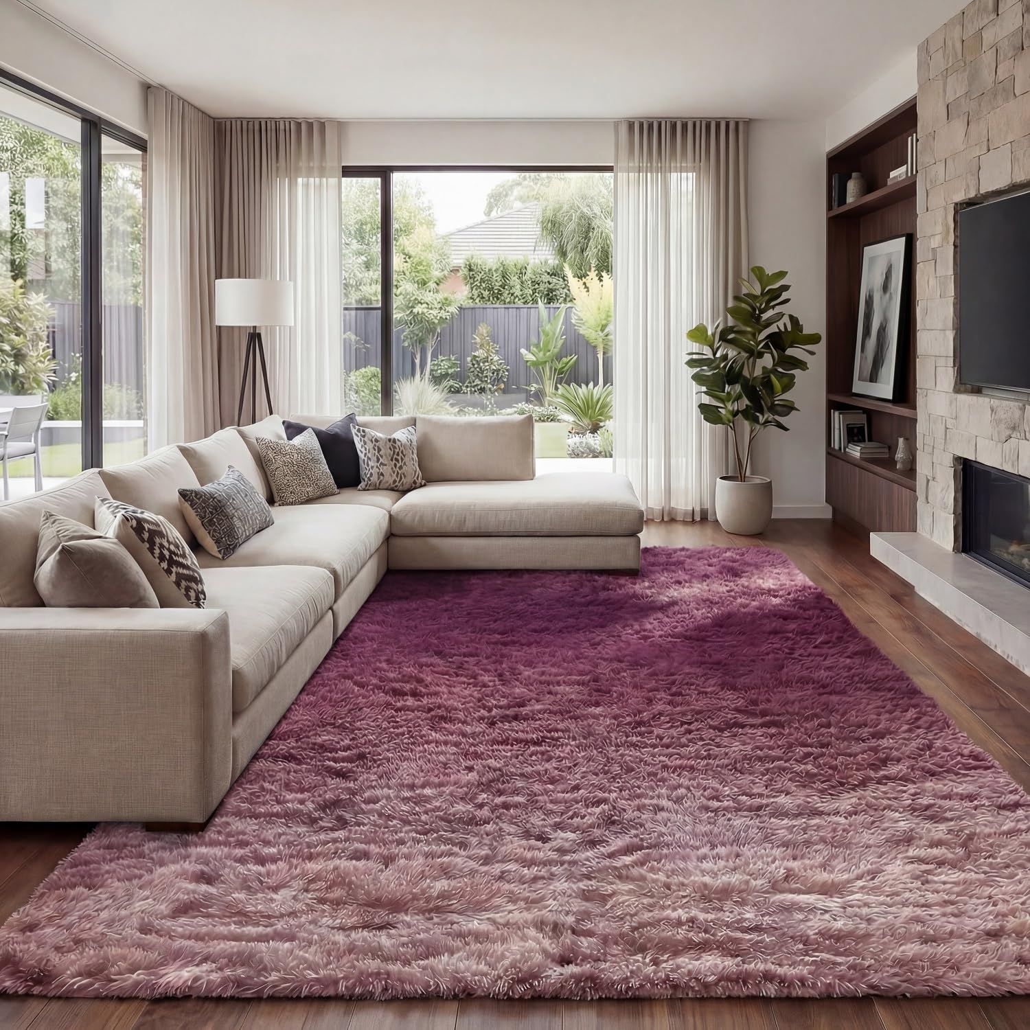 Area Rug Super Soft Indoor Modern Shag Luffy Living Room Carpets for Children Bedroom Living Room Home Decor Nursery Rug (2X3 Feet, Tie-Dye Dark Grey)