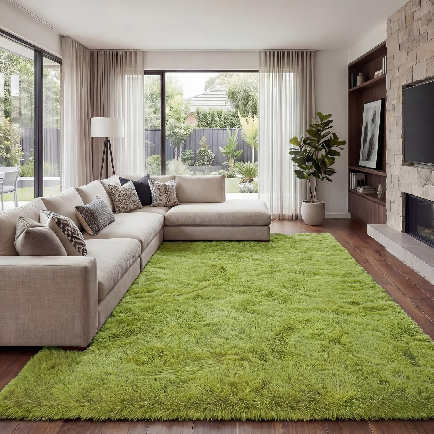 Area Rug Super Soft Indoor Modern Shag Luffy Living Room Carpets for Children Bedroom Living Room Home Decor Nursery Rug (2X3 Feet, Tie-Dye Dark Grey)