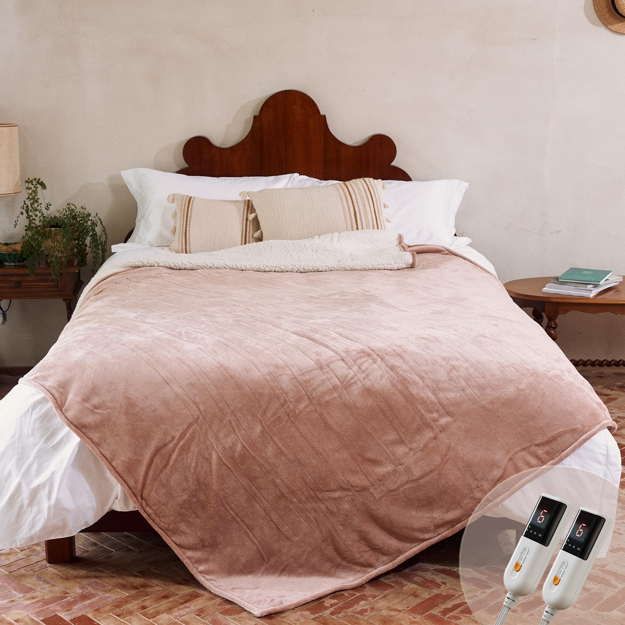 Gotcozy Heated Blanket Electric Throw 50''X60''- Soft Silky Plush Electric Blanket with 4 Heating Level & 3 Hour Auto Off Heating Blanket, ETL Certified Machine Washable (Rose Dust)