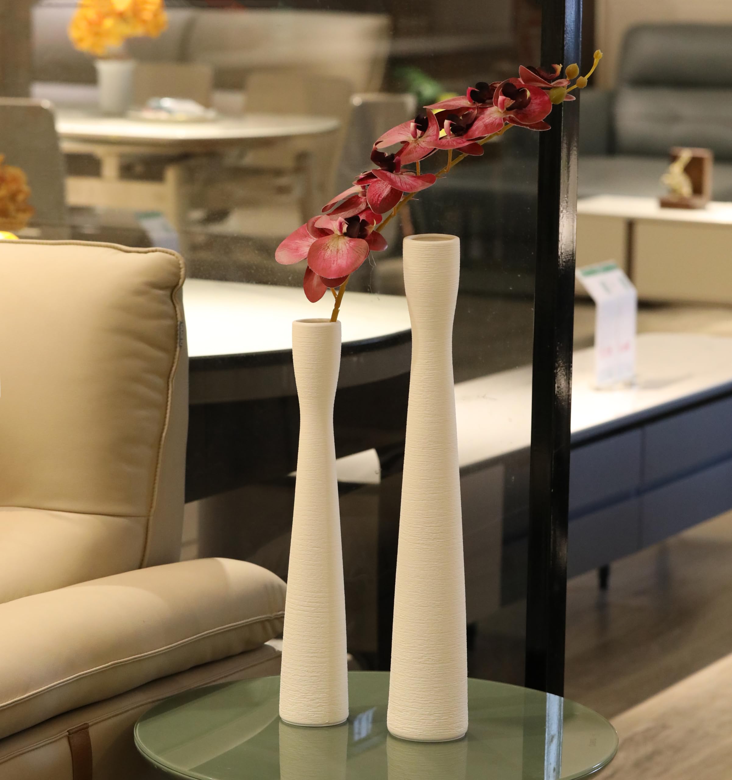 AETVRNI 16" Tall Black Ceramic Vase,Floor Vases for Pampas Grass,Minimalist Style Flower Vases for Modern Decor,Tall Skinny Vase for Entryway,Bookshelf,Fireplace,Shelf Decorative,Black 40cm