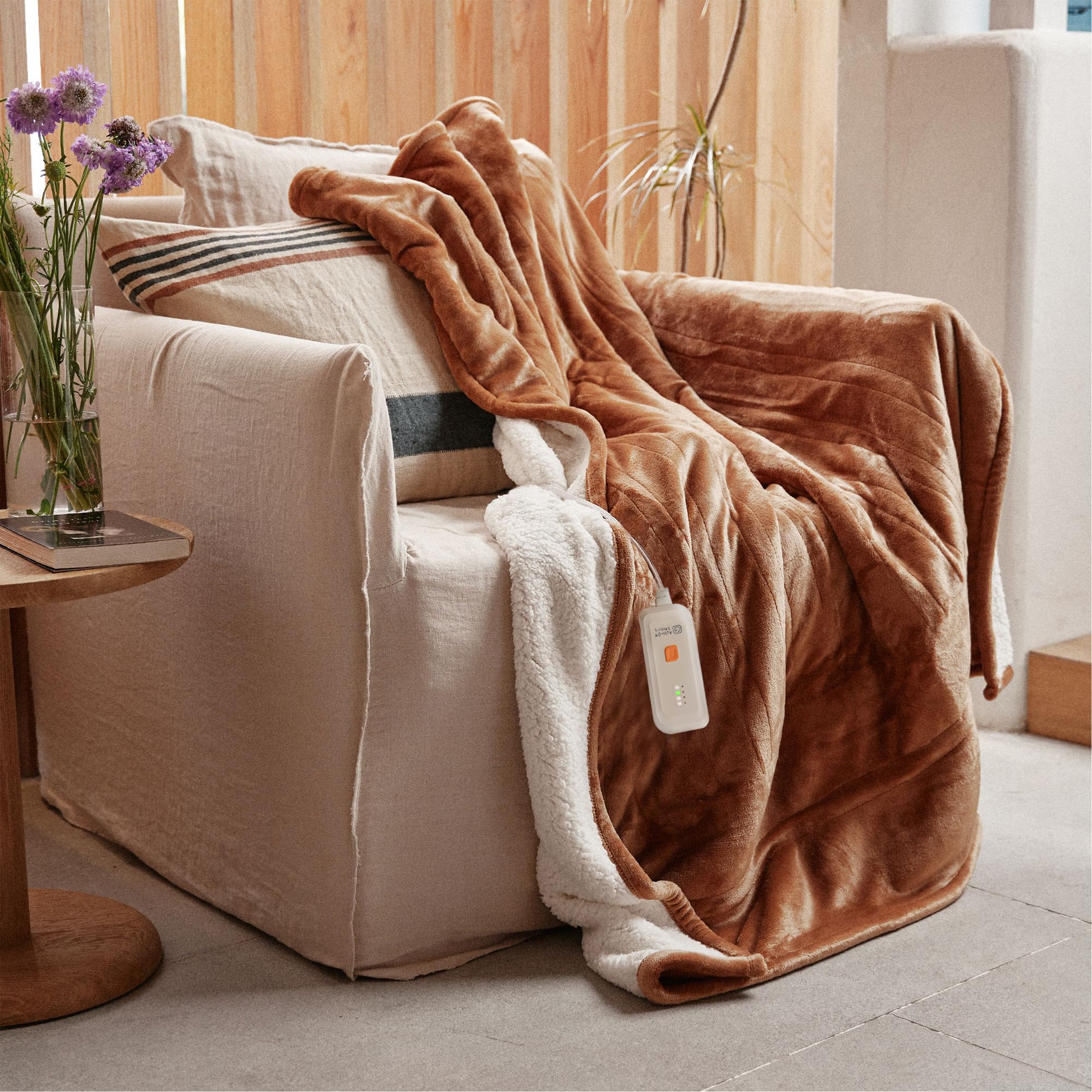 Gotcozy Heated Blanket Electric Throw 50''X60''- Soft Silky Plush Electric Blanket with 4 Heating Level & 3 Hour Auto Off Heating Blanket, ETL Certified Machine Washable (Rose Dust)