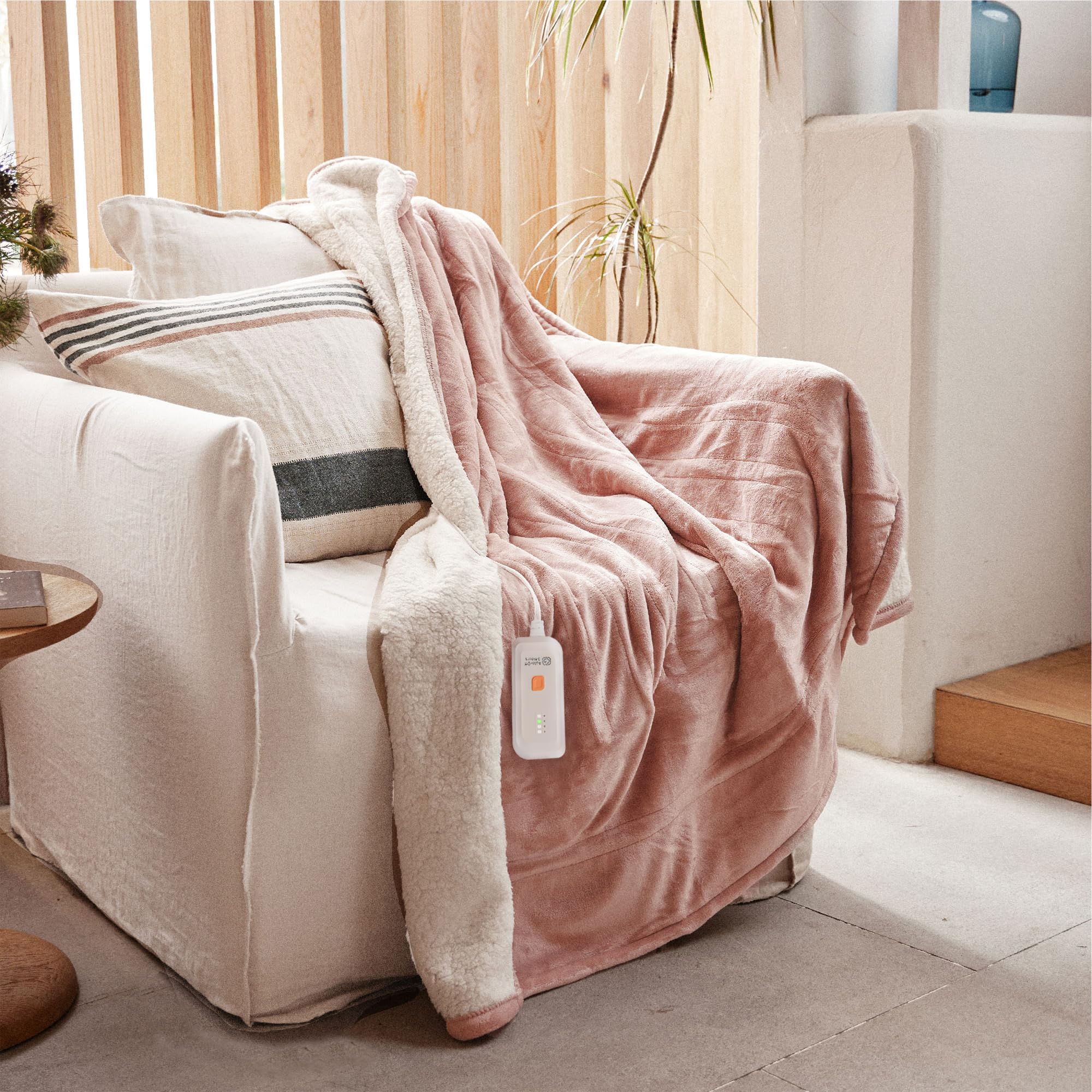 Gotcozy Heated Blanket Electric Throw 50''X60''- Soft Silky Plush Electric Blanket with 4 Heating Level & 3 Hour Auto Off Heating Blanket, ETL Certified Machine Washable (Rose Dust)
